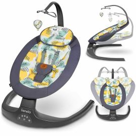 Lionelo - Balansoar si sezlong copii, Ralf, 2 in 1, Electric, Cu telecomanda si cablu USB, Cu miscare laterala de balansare si 5 niveluri diferite de viteza, Cu 12 melodii, Gri