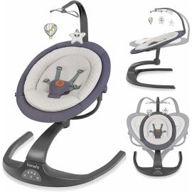 Lionelo - Balansoar si sezlong copii, Rina, 2 in 1, Electric, Cu rotire 360 , Cu telecomanda si cablu USB, Cu 2 directii de balansare si 5 niveluri de viteza, Cu 12 melodii, Gri