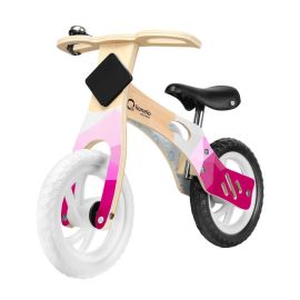 Lionelo - Bicicleta fara pedale Willy Bubblegum, Cu tablita de scris, Cu roti din spuma EVA 12, Alb/Roz