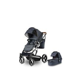 Lionelo - Carucior 2 in 1 Mari, Cu landou cu salteluta si sac de picioare, Cu geanta pentru mamici, Cu plasa de tantari, Cu sezut reversibil, Gri