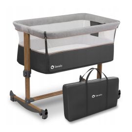 Lionelo - Patut co-sleeper Leonie Cu sistem de leganare, Cu setare unghiulara, Reglabil in 5 pozitii pe inaltime, GREY STONE