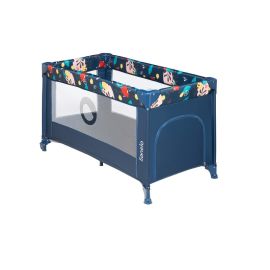 Lionelo - Patut pliant cu un nivel Stefi, Cu intrare laterala cu fermoar, 2 roti, 120x60 cm, Conform cu standardul european de securitate EN 716, Blue Navy, Resigilat