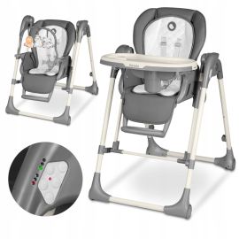 Lionelo - Scaun de masa si balansoar, 2 in 1, Laurice, Transformabil, Multifunctional, Inaltime si spatar reglabile, Cu melodii de leagan, 0 luni+, Conform cu standardele europene de securitate EN 14988, EN 16120, Gri
