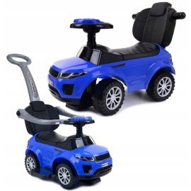 Masinuta de impins, Cu maner de impins detasabil, Cu protectii laterale, Cu melodii si claxon, Cu suport jucarii sub sezut, Baby Mix, Albastru