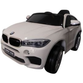 Masinuta electrica cu telecomanda, roti din spuma EVA si scaun din piele BMW X6M R-Sport - Alb