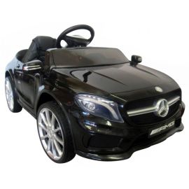 Masinuta electrica cu telecomanda, roti EVA, scaun piele Mercedes GLA45 - Negru