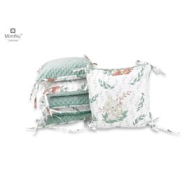 MimiNu - Aparatoare cu 6 pernute modulare, Cu doua fete, Cu fermoar, Cu husa detasabila si lavabila, Pentru patut 120X60 cm, Din bumbac 100% si tesatura pufoasa Minky, Minky Lulu Natural