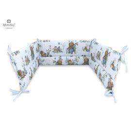 MimiNu - Aparatoare pentru patut 120x60 cm, Din bumbac certificat Oeko Tex Standard 100, Cu inaltimea de 30 cm, Cu panglici, Design, Let\'s Go Blue