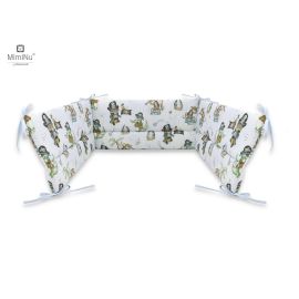 MimiNu - Aparatoare pentru patut 120x60 cm, Din bumbac certificat Oeko Tex Standard 100, Cu inaltimea de 30 cm, Cu panglici, Design, Pirates Blue