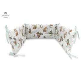 MimiNu - Aparatoare pentru patut 120x60 cm, Din bumbac certificat Oeko Tex Standard 100, Cu inaltimea de 30 cm, Cu panglici, Design, Pirates Natural