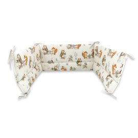 MimiNu - Aparatoare pentru patut 120x60 cm, Din bumbac certificat Oeko Tex Standard 100, Cu inaltimea de 30 cm, Cu panglici, Design, Time for fun