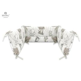 MimiNu - Aparatoare pentru patut 120x60 cm, Din bumbac, Cu inaltimea de 30 cm, Cu panglici, Safari Beige