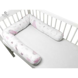 MimiNu - Aparatoare tip rulou pentru patut, Lungime 180 cm, Din bumbac, Cu diametru de 10 cm, Baby Shower Pink