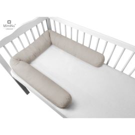 MimiNu - Aparatoare tip rulou pentru patut, Lungime 180 cm, Din bumbac, Cu diametru de 10 cm, Colectia Royal, Beige