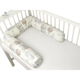MimiNu - Aparatoare tip rulou pentru patut, Lungime 180 cm, Din bumbac, Cu diametru de 10 cm, Design, Seal Beige