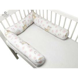 MimiNu - Aparatoare tip rulou pentru patut, Lungime 180 cm, Din bumbac, Cu diametru de 10 cm, Sweet Deer Pink
