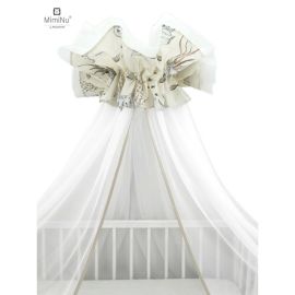 MimiNu - Baldachin mare din tull, Cu funda din bumbac, Dimensiune 400x170 cm, Design, Seal Beige