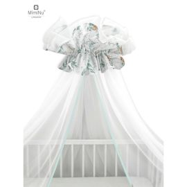 MimiNu - Baldachin mare din tull, Cu funda din bumbac, Dimensiune 400x170 cm, Lulu Natural