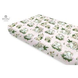 Miminu - Cearceaf cu elastic, Din bumbac certificat Oeko Tex Standard 100, Pentru pat 160x80 cm, Design, Baby Animals