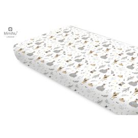 Miminu - Cearceaf cu elastic, Din bumbac certificat Oeko Tex Standard 100, Pentru pat 160x80 cm, Forest Friends Beige