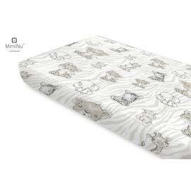 Miminu - Cearceaf cu elastic, Din bumbac certificat Oeko Tex Standard 100, Pentru pat 160x80 cm, Safari Beige