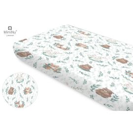 MimiNu - Cearceaf cu elastic, Din bumbac, Pentru pat 160x80 cm, Lulu Natural