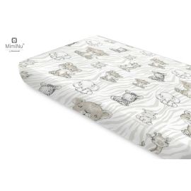 MimiNu - Cearceaf cu elastic, Din bumbac, Pentru pat 160x80 cm, Safari Beige