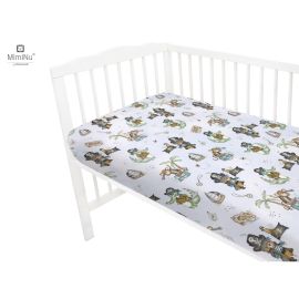 MimiNu - Cearceaf cu elastic pentru patut 120X60 cm, Din bumbac certificat Oeko Tex Standard 100, Design, Pirates Blue
