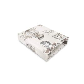 MimiNu - Cearceaf cu elastic pentru patut 120X60 cm, Din bumbac certificat Oeko Tex Standard 100, Design, Zoo on Bikes Beige