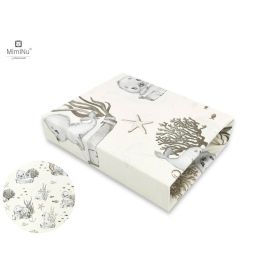 MimiNu - Cearceaf cu elastic pentru patut 120X60 cm, Din bumbac, Design, Seal Beige