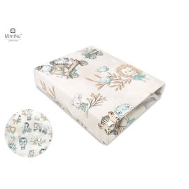 MimiNu - Cearceaf cu elastic pentru patut 120X60 cm, Din bumbac, Design, Zoo on Bikes Nugat