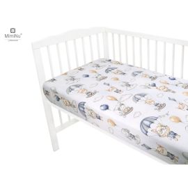 MimiNu - Cearceaf cu elastic pentru patut 120X60 cm, Din bumbac, Parachutes Blue