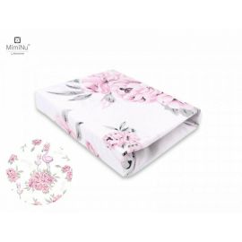 MimiNu - Cearceaf cu elastic pentru patut 120X60 cm, Din bumbac, Peonie Pink