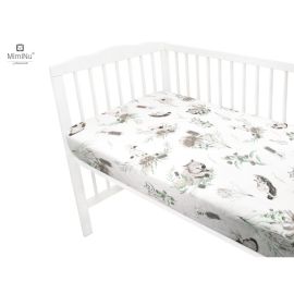 MimiNu - Cearceaf cu elastic pentru patut 140X70 cm, Din bumbac, Australian Animals Beige