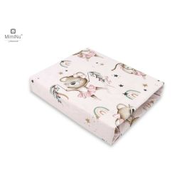 MimiNu - Cearceaf cu elastic pentru patut 140X70 cm, Din bumbac certificat Oeko Tex Standard 100, Design, Little Ballerina Pink