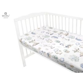 MimiNu - Cearceaf cu elastic pentru patut 140X70 cm, Din bumbac, Deer and Hedgehog