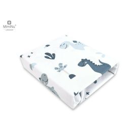 MimiNu - Cearceaf cu elastic pentru patut 140X70 cm, Din bumbac, Dino Granat
