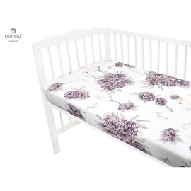 MimiNu - Cearceaf cu elastic pentru patut 140X70 cm, Din bumbac, Peonie Plum