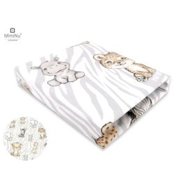 MimiNu - Cearceaf cu elastic pentru patut 140X70 cm, Din bumbac, Safari Natural