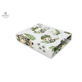 MimiNu - Cearceaf cu elastic pentru patut leagan sau patut co-sleeper, Dimensiune 90x40 cm, Din bumbac certificat Oeko Tex Standard 100, Design, Detective Natural