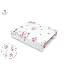 Miminu - Cearceaf cu elastic pentru patut leagan sau patut co-sleeper, Dimensiune 90x40 cm, Din bumbac, Design, Pink Ballerina