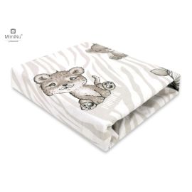 Miminu - Cearceaf cu elastic pentru patut leagan sau patut co-sleeper, Dimensiune 90x40 cm, Din bumbac, Safari Beige