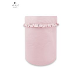MimiNu - Cos rotund pentru depozitare jucarii, Din bumbac, 50x35 cm, Colectia Royal, Powder Pink