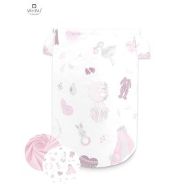 MimiNu - Cos rotund pentru depozitare jucarii, Din bumbac, Cu manere, 50x35 cm, Baby Shower Pink