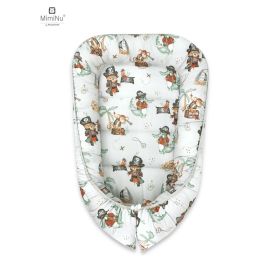 MimiNu - Cosulet bebelus pentru dormit, Baby Cocoon 75x55 cm, Husa 100% bumbac, Din bumbac certificat Oeko Tex Standard 100, Design, Pirates Natural