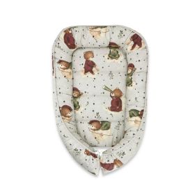 MimiNu - Cosulet bebelus pentru dormit, Baby Cocoon 75x55 cm, Husa 100% bumbac, Din bumbac certificat Oeko Tex Standard 100, Teddy Bear On Moon