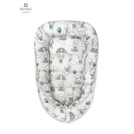 MimiNu - Cosulet bebelus pentru dormit, Baby Cocoon 75x55 cm, Husa 100% bumbac, Parachutes Olive
