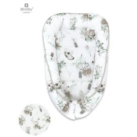 MimiNu - Cosulet bebelus pentru dormit, Baby Cocoon 75x55 cm, Husa 100% bumbac, Australian Animals Beige