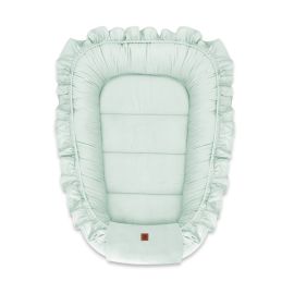 MimiNu - Cosulet bebelus pentru dormit, Baby Nest 55 x 75 cm, Cu Volanase, Din catifea, Cold Mint