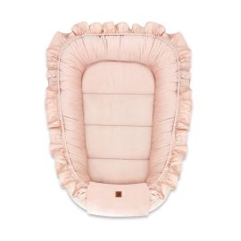MimiNu - Cosulet bebelus pentru dormit, Baby Nest 55 x 75 cm, Cu Volanase, Din catifea, Magnolia